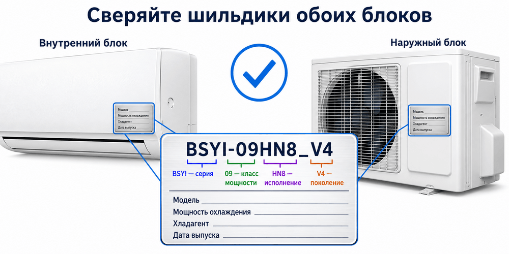 Расшифровка маркировки внутреннего и наружного блоков кондиционера Ballu перед покупкой