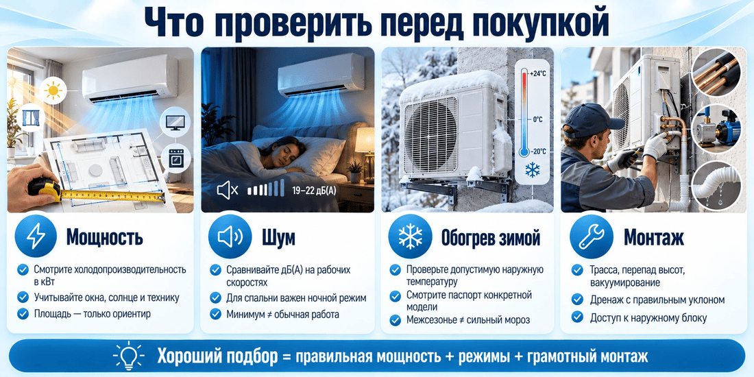 Что проверить перед покупкой кондиционера LG: мощность, шум, диапазон температур, место установки