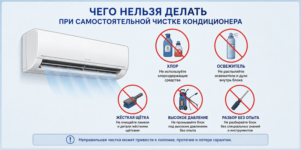 Схема причин неприятного запаха из внутреннего блока кондиционера