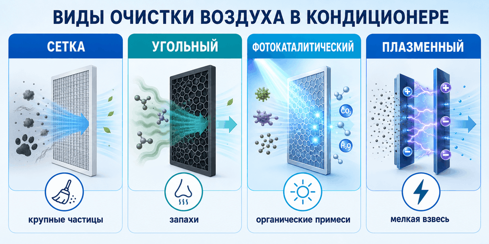 Сравнение основных видов фильтрации в бытовом кондиционере